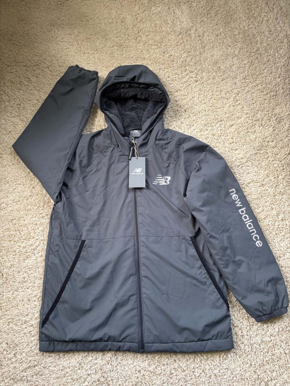 New Balance Men's Dark Gray Hooded Raincoat